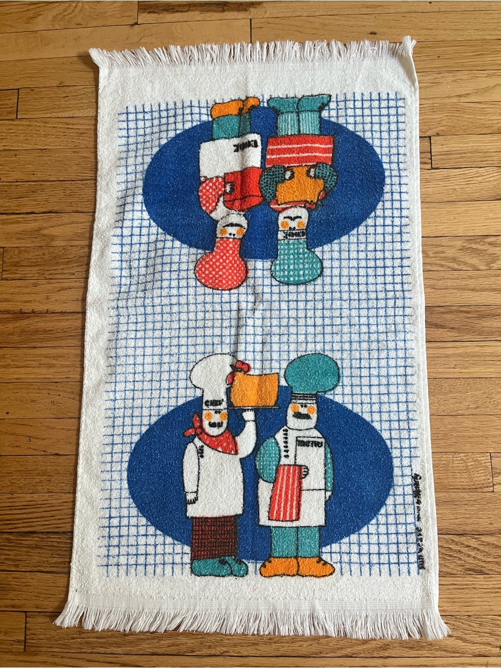 Vtg 70's Cannon Terry Cloth Kitchen Towel Retro Whimsical Chef Baker Fringe MCM